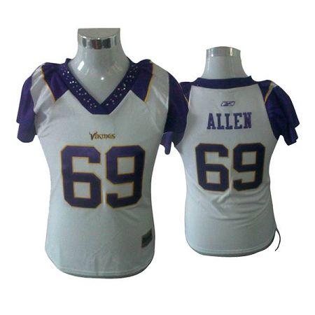 Vikings #69 Jared Allen White Women's Field Flirt Stitched NFL Jersey